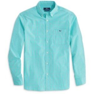 Vineyard Vines Grand Cay performance Green Gingham Shirt size large